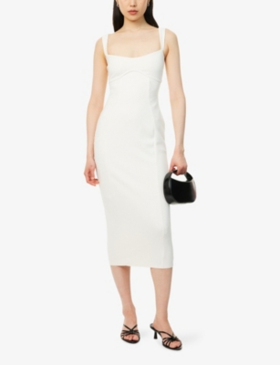 Shop Good American Womens  Crystal Scuba Stretch-woven Midi Dress
