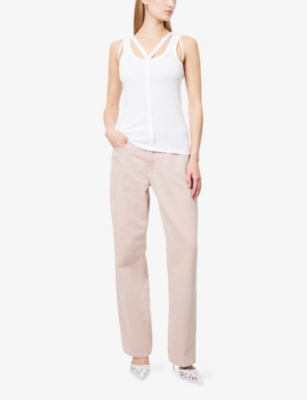 Good American Womens Good 90s Garment-dyed Relaxed Denim Jeans Dried Petal003 In Pink