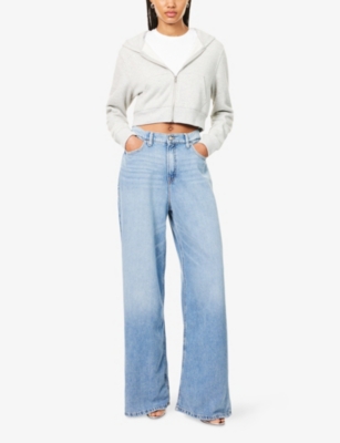 Good American Womens Indigo961 Good Standard Ease Wide-leg Denim-blend Jeans