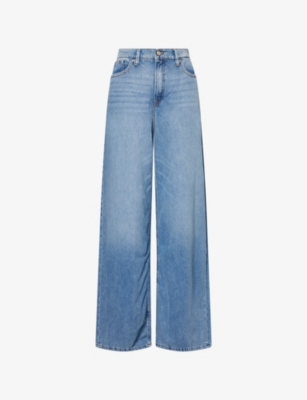 Good American Womens Indigo961 Good Standard Ease Wide-leg Denim-blend Jeans