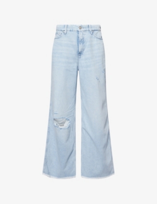 GOOD AMERICAN: Good Skate Crop Wide-Leg Cotton-Blend Jeans