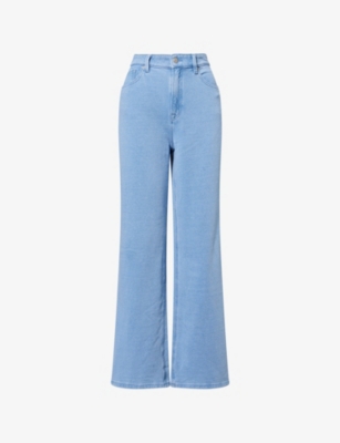 GOOD AMERICAN WOMENS JEANIUS GOOD EASE HIGH-RISE FLARED-LEG DENIM JOGGING BOTTOMS INDIGO586 