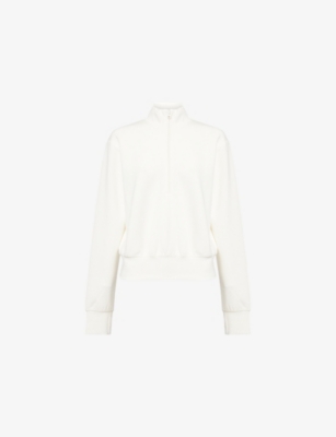 Good American Womens Scuba High-neck Stretch-woven Sweatshirt Cloud White001