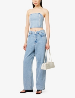 WARDROBE.NYC MENS WARDROBE.NYC STRAPLESS CROPPED DENIM TUBE TOP 