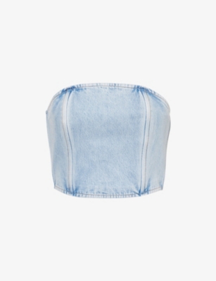 Wardrobe.nyc Mens  Strapless Cropped Denim Tube Top