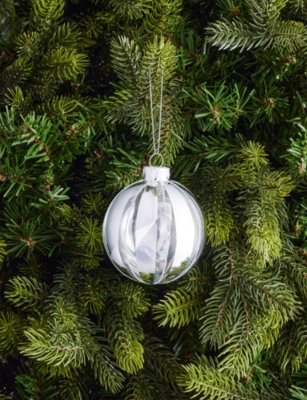 SELFRIDGES EDIT: Bauble Mirror Striped Glass Christmas Decoration