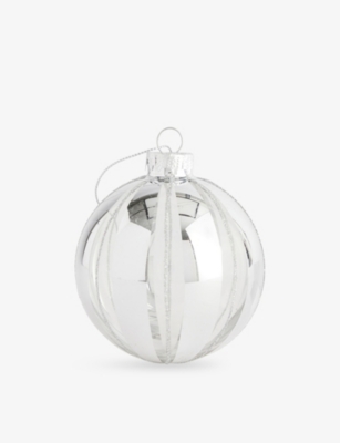 SELFRIDGES EDIT: Bauble Mirror Striped Glass Christmas Decoration