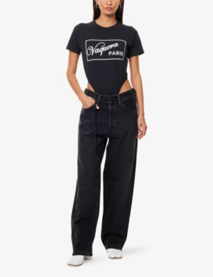 VAQUERA: Leotard Brand-Print Cotton-Jersey