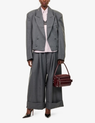 Vaquera Womens Dark Grey Slouchy Double-breasted Woven Blazer In Gray