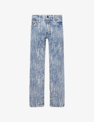 TRUE RELIGION: Distressed Ricky Straight-Leg Denim Jeans