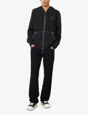 TRUE RELIGION: Ricky Big T Buddha Embroidered Straight-Leg Denim Jeans