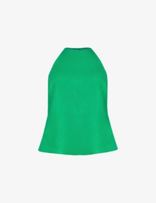 RO&ZO: Halterneck Relaxed-Fit Linen-Blend Top