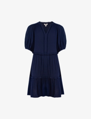 RO&ZO: Frilled-Trim Cheesecloth-Textured Cotton Mini Dress