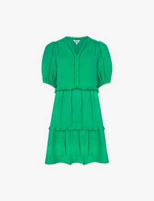 RO&ZO: V-Neck Puff-Sleeved Cotton Mini Dress