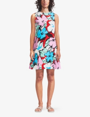 Ro&zo Womens Multi Floral-print Sleeveless Stretch-cotton Mini Dress
