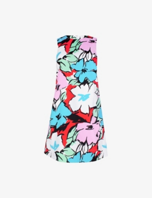 Ro&zo Womens Multi Floral-print Sleeveless Stretch-cotton Mini Dress