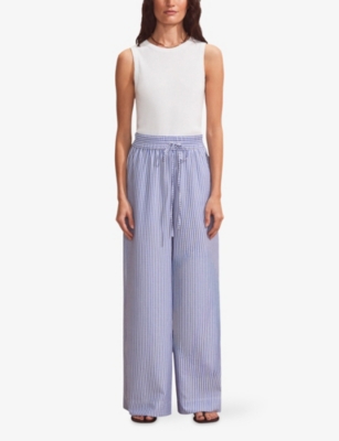 RO&ZO: Striped Wide-Leg High-Rise Woven Trousers