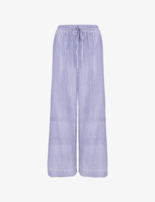 RO&ZO: Striped Wide-Leg High-Rise Woven Trousers