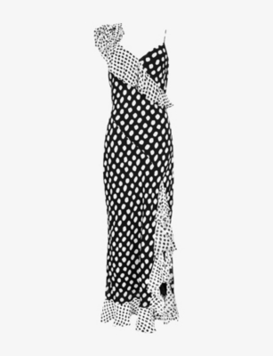 Ro&zo Womens Mono Celeste Polka Dot-pattern Woven Maxi Dress