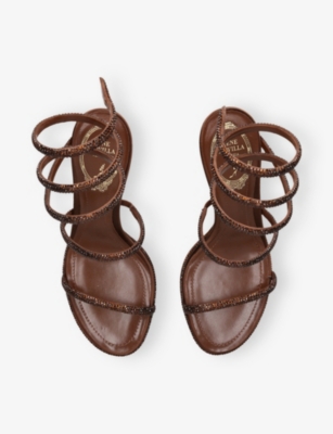 René Caovilla Satin Embellished Cleo Sandals 80 In Brown