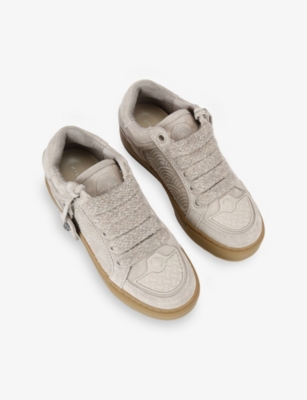 Kurt Geiger Southbank Tag Suede Sneakers In Brown