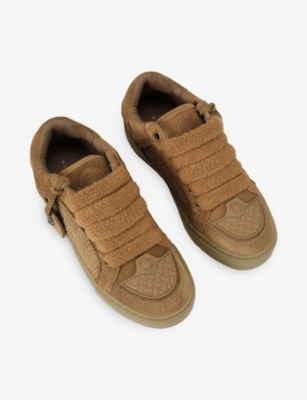 Kurt Geiger Southbank Tag Eagle-head Quilted Sneakers In Brown
