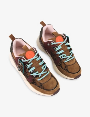 Kurt Geiger Kurt Runner Leopard-print Leather Sneakers In Multi