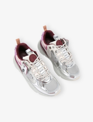 Kurt Geiger Kurt Runner Metallic Leather Mesh Sneakers In Silver