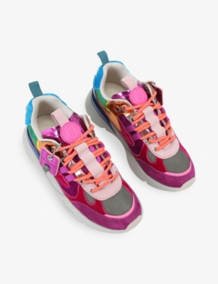 Kurt Geiger Kurt Runner Metallic-patch Sneakers In Pink