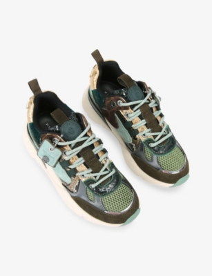 KURT GEIGER LONDON: Kurt Runner Sequin Leather And Mesh Trainers