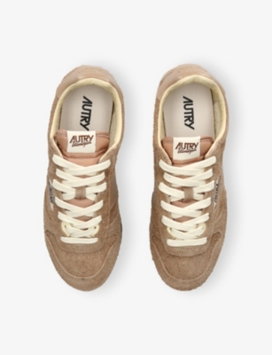 Autry Womens Tan Comb Windspin Low-top Suede Runner Trainers Eur 38/5 Uk In Brown