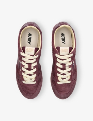 Autry Windspin Sneakers With Used-effect Suede In Burgundy