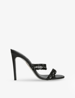 RENE CAOVILLA: Chandelier 105 Crystal-Embellished Satin Heeled Sandals
