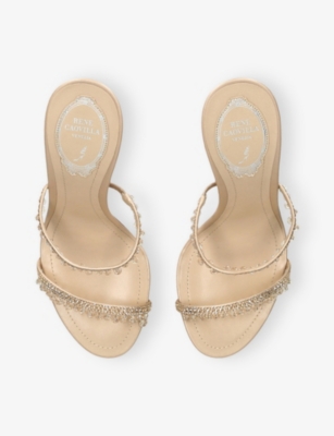 RENE CAOVILLA: Chandelier 105 Crystal-Embellished Satin Heeled Mules