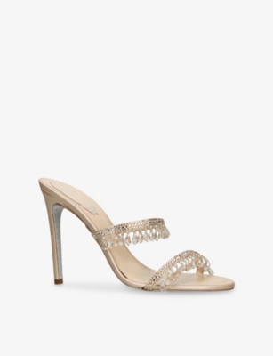 RENE CAOVILLA: Chandelier 105 Crystal-Embellished Satin Heeled Mules