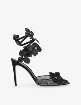 René Caovilla Embellished Floriane Pumps 105 In Black