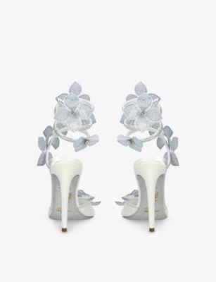 René Caovilla Womens White Floriane 105 Embellished Heeled Sandals Eur 41 / 8 Uk In White