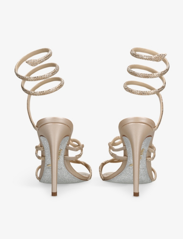 Cleo Twist 105 Crystal-Embellished Leather Heeled Sandals