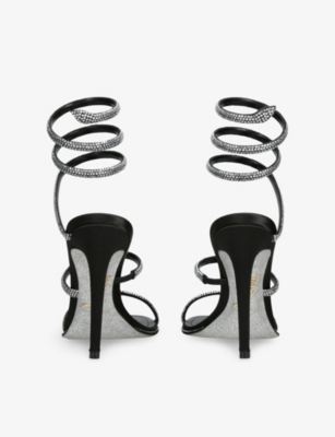 René Caovilla Cleo Black Sandal With Crystal Baguette 105
