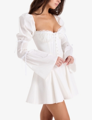 House Of Cb Of Cb Womens Ellerie Corset-bodice Stretch-cotton Mini Dress White