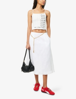 PRAYING: Let Me Slogan-Print Cotton Vest Top