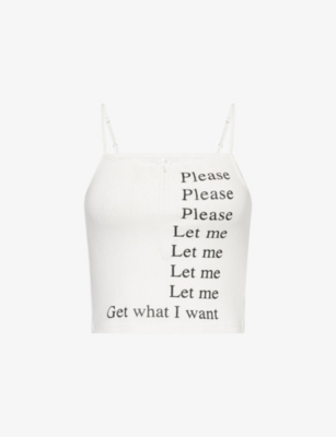 PRAYING: Let Me Slogan-Print Cotton Vest Top