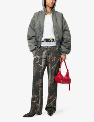Praying Womens Plaid-hood Shell Bomber Jacket Grey Xs