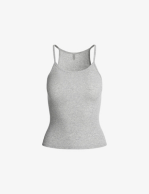 SKIMS: Rib Scoop Long Cotton-Jersey Tank Top