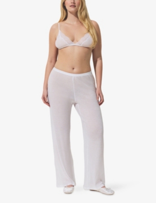 SKIMS: Sheer Cotton Straight-Leg Mid-Rise Woven Jogging Bottoms