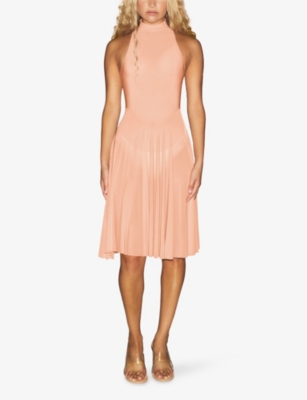 SKIMS: Milky Sheer High-Neck Jersey Midi Dress