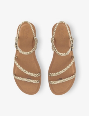 TOMS OMS WOMENS GOLD KIRA BRAIDED SYNTHETIC-LEATHER SANDALS EUR 41 / 8 UK 