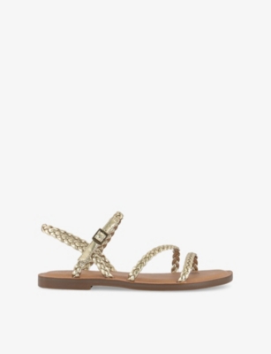 TOMS OMS WOMENS GOLD KIRA BRAIDED SYNTHETIC-LEATHER SANDALS EUR 41 / 8 UK 