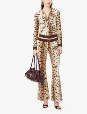 Juicy Couture Womens Cheetah Crest Heritage Robyn Woven Hoodie Xs In Animal Print