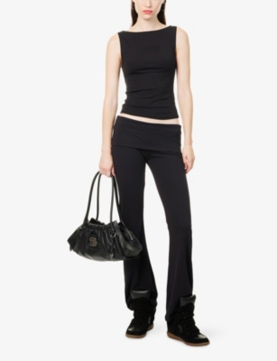 Juicy Couture Womens Black Mia Boatneck Sleeveless Stretch-woven Top Xs In Black